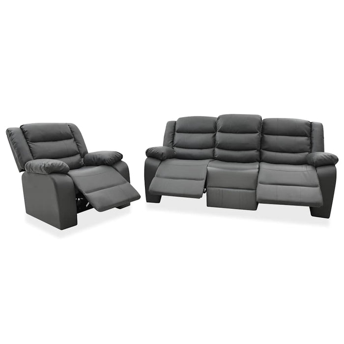 Set canapea rabatabilă, 2 piese, gri, piele ecologică WALTI
