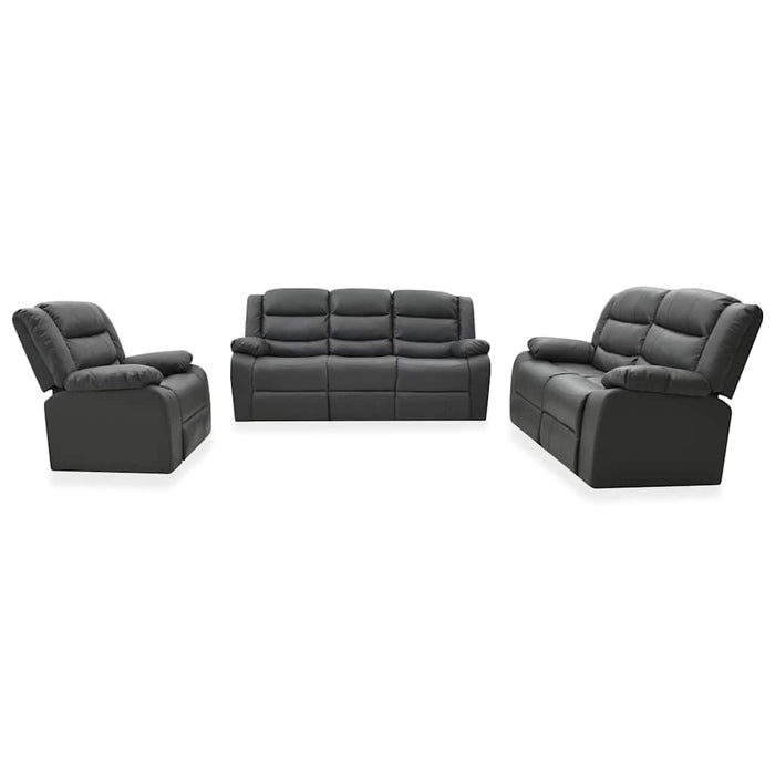 Set canapea rabatabilă, 3 piese, gri, piele ecologică WALTI
