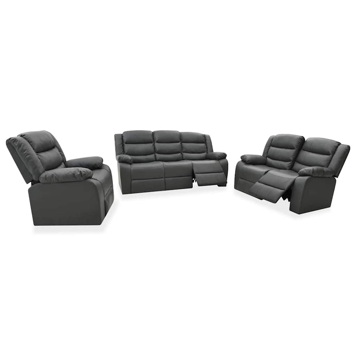 Set canapea rabatabilă, 3 piese, gri, piele ecologică WALTI