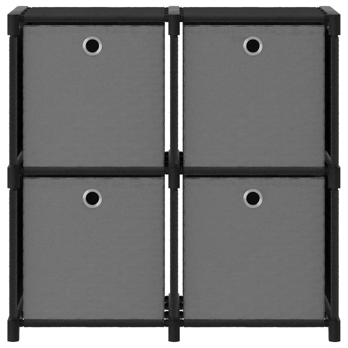 Raft expunere cu 4 cutii, negru, 69 x 30 x 72,5 cm, textil - WALTI WALTI