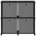 Raft expunere cu 4 cutii, negru, 69 x 30 x 72,5 cm, textil - WALTI WALTI
