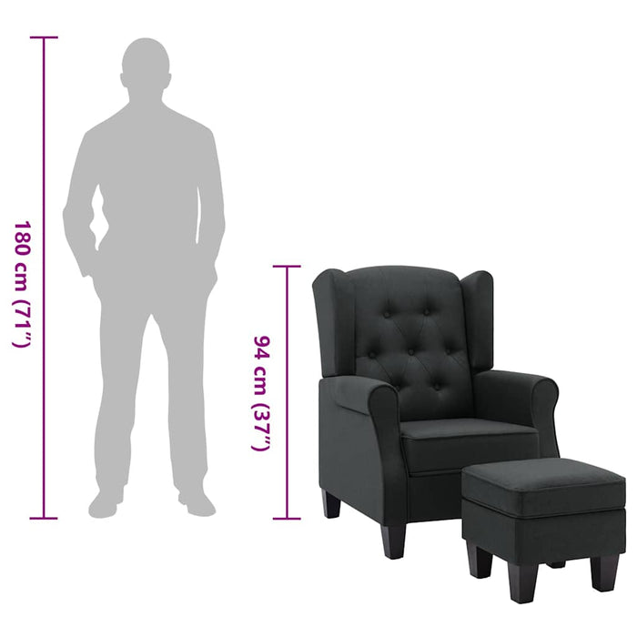 Fotoliu cu taburet pentru picioare, gri închis, material textil - WALTI WALTI