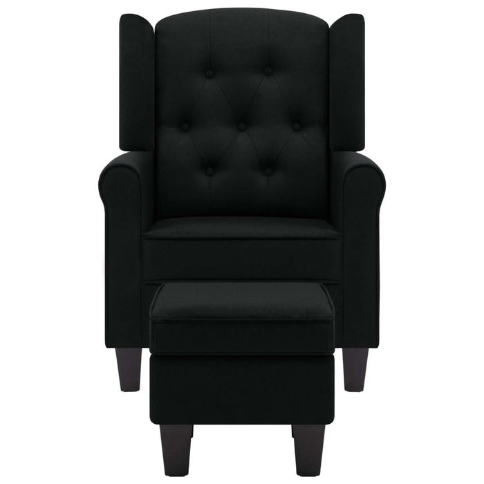 Fotoliu cu taburet pentru picioare, negru, material textil - WALTI WALTI