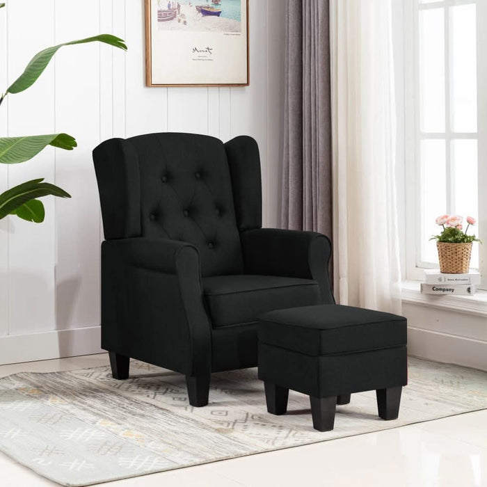 Fotoliu cu taburet pentru picioare, negru, material textil - WALTI WALTI