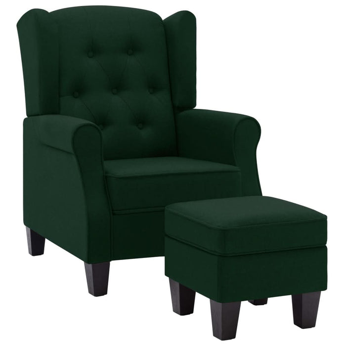 Fotoliu cu taburet pentru picioare, verde închis, textil - WALTI WALTI