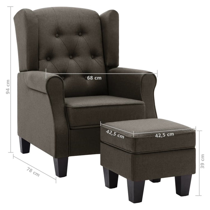 Fotoliu cu taburet pentru picioare, gri taupe, material textil - WALTI WALTI