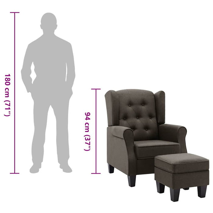 Fotoliu cu taburet pentru picioare, gri taupe, material textil - WALTI WALTI