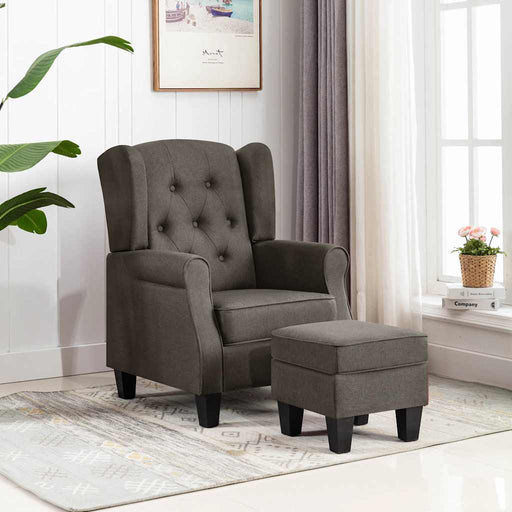 Fotoliu cu taburet pentru picioare, gri taupe, material textil - WALTI WALTI