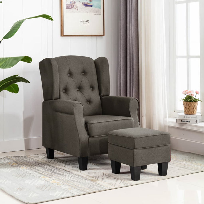 Fotoliu cu taburet pentru picioare, gri taupe, material textil - WALTI WALTI