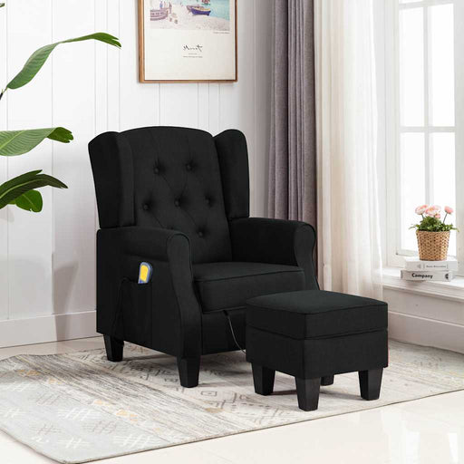 Fotoliu de masaj cu taburet, negru, material textil - WALTI WALTI