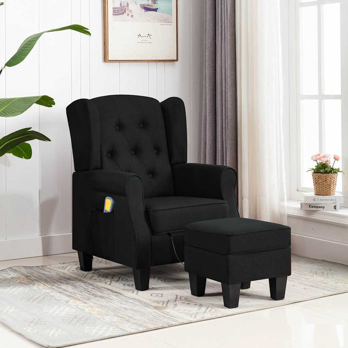 Fotoliu de masaj cu taburet, negru, material textil - WALTI WALTI