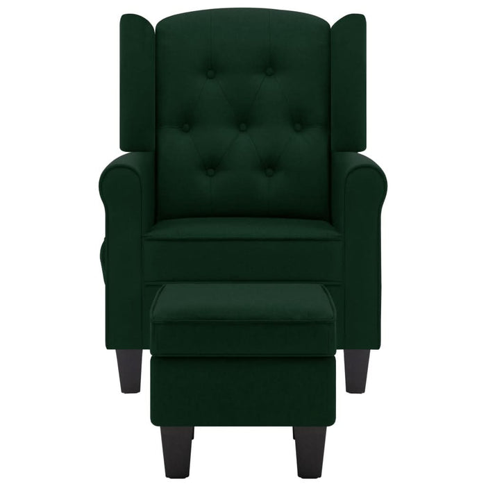 Fotoliu de masaj cu taburet, verde închis, material textil - WALTI WALTI