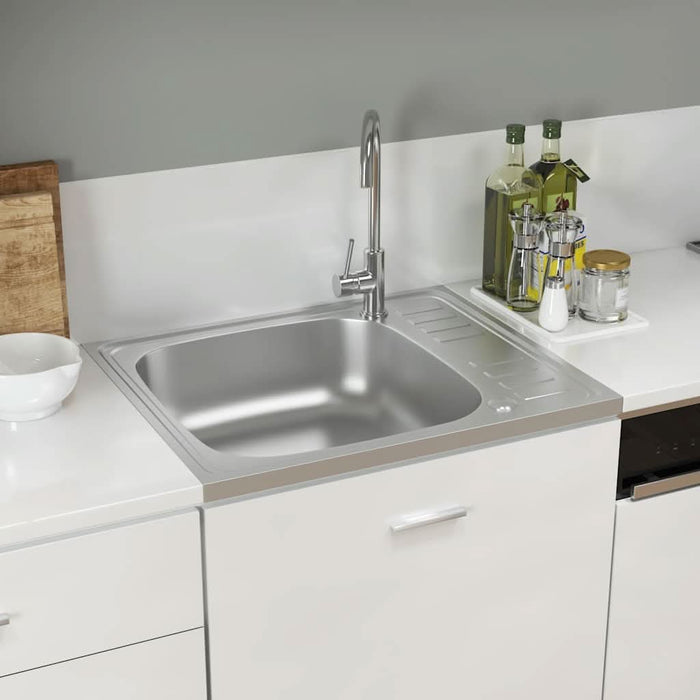 Chiuvetă bucătărie cu scurgător, argintiu 600x500x155 mm oțel - WALTI WALTI