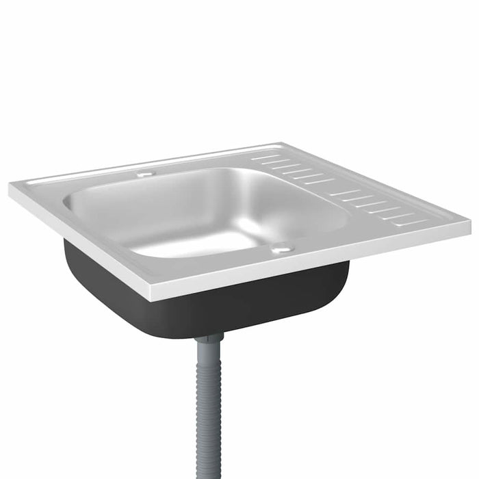 Chiuvetă bucătărie cu scurgător, argintiu 600x600x155 mm oțel - WALTI WALTI