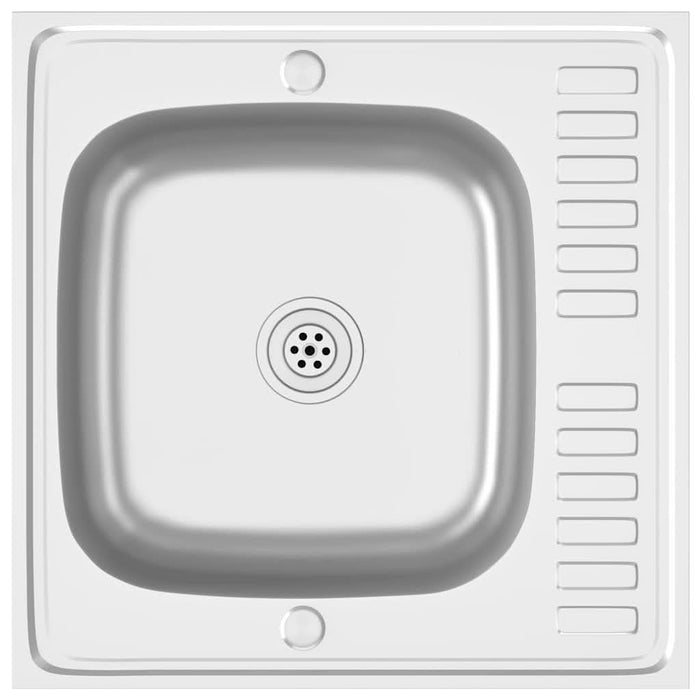 Chiuvetă bucătărie cu scurgător, argintiu 600x600x155 mm oțel - WALTI WALTI
