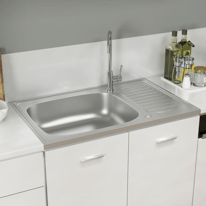 Chiuvetă bucătărie cu scurgător, argintiu 800x500x155 mm oțel - WALTI WALTI