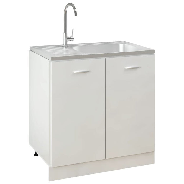 Chiuvetă bucătărie cu scurgător, argintiu 800x500x155 mm oțel - WALTI WALTI