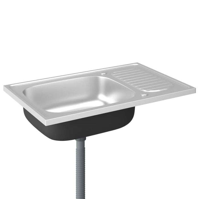 Chiuvetă bucătărie cu scurgător, argintiu 800x500x155 mm oțel - WALTI WALTI