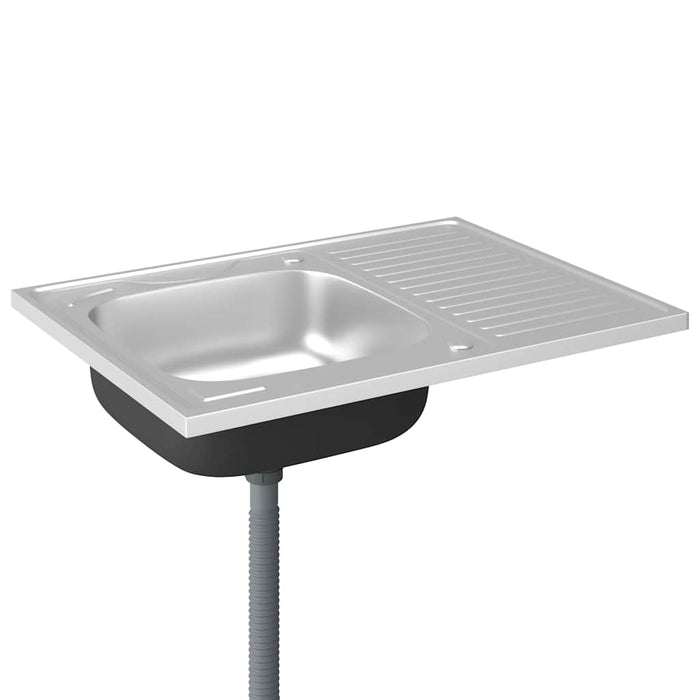 Chiuvetă bucătărie cu scurgător, argintiu 800x600x155 mm oțel - WALTI WALTI