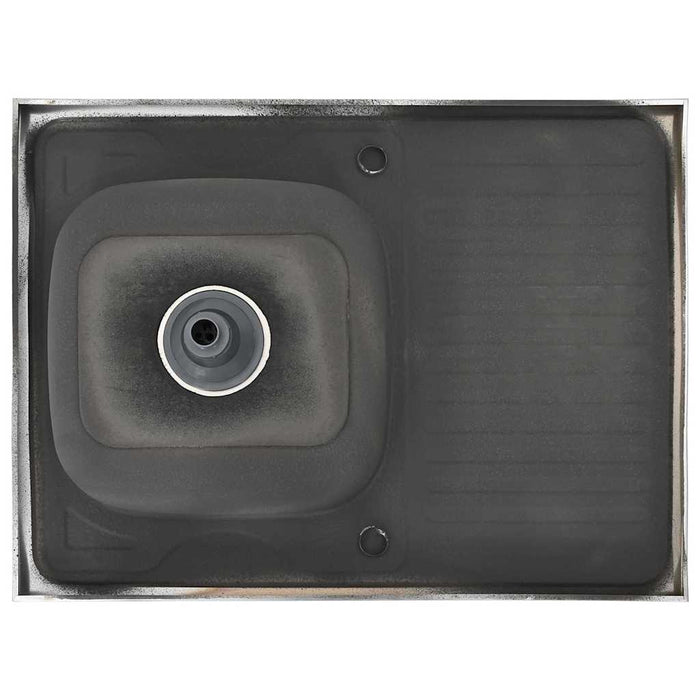 Chiuvetă bucătărie cu scurgător, argintiu 800x600x155 mm oțel - WALTI WALTI