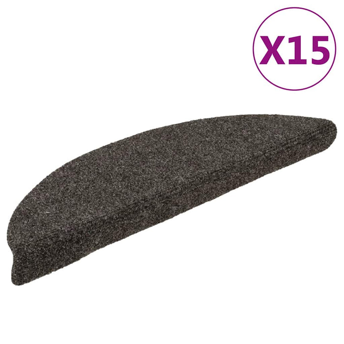 Covorașe pentru scări autoadezive, 15 buc., 56x17x3 cm, antracit, semirotunde WALTI