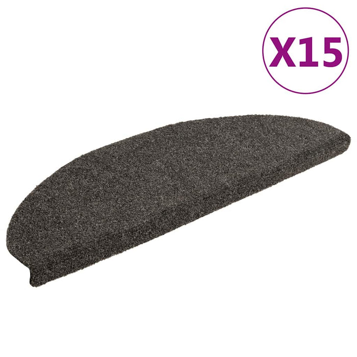 Covorașe pentru scări autoadezive, 15 buc., 65x21x4 cm, antracit, semirotunde, mari WALTI