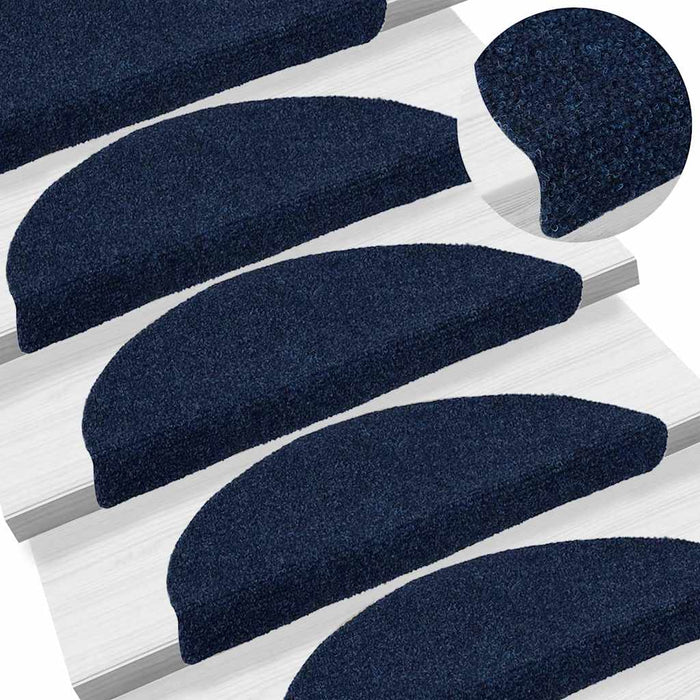 Covorașe autoadezive pentru scări, 15 buc., 56x17x3 cm, semirotunde, bleumarin - WALTI WALTI