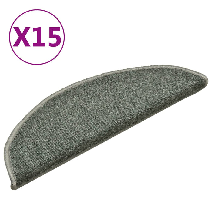 Covorașe pentru scări, 15 buc., 56x17x3 cm, verde închis, semirotunde - WALTI WALTI