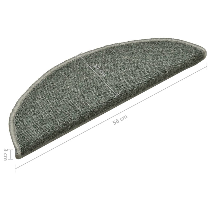 Covorașe pentru scări, 15 buc., 56x17x3 cm, verde închis, semirotunde - WALTI WALTI