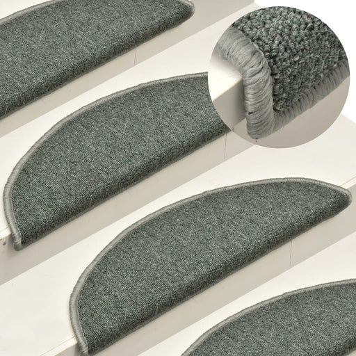 Covorașe pentru scări, 15 buc., 56x17x3 cm, verde închis, semirotunde - WALTI WALTI