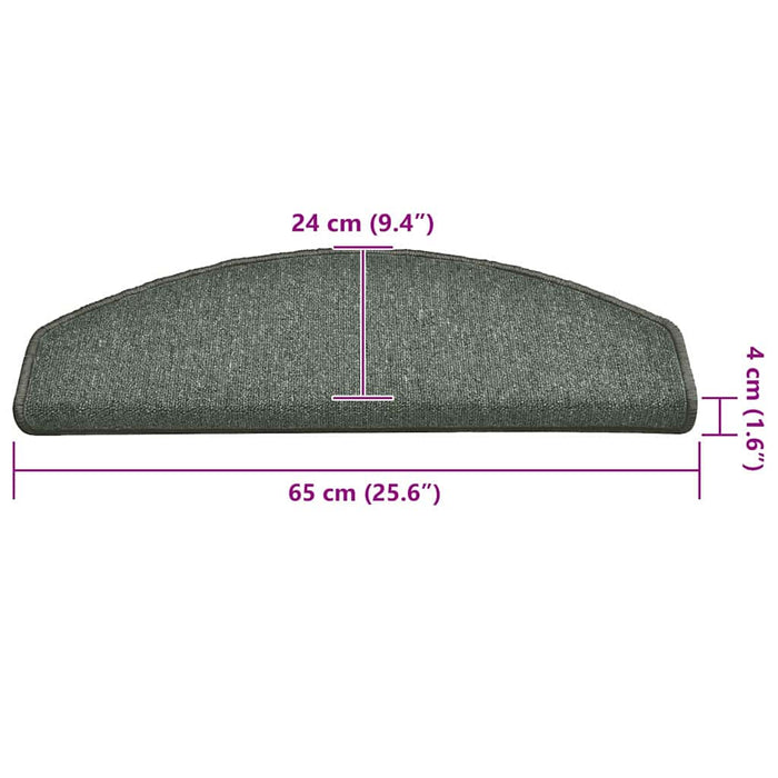 Covorașe pentru scări, 15 buc., 65x24x4 cm, verde închis, semirotunde, mari - WALTI WALTI