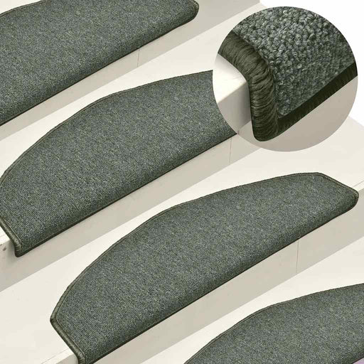 Covorașe pentru scări, 15 buc., 65x24x4 cm, verde închis, semirotunde, mari - WALTI WALTI