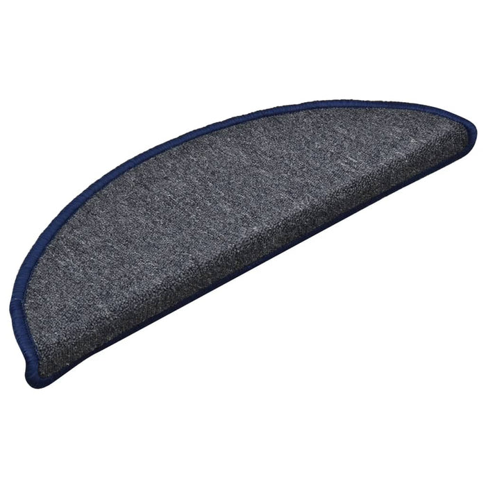Covorașe pentru scări, 15 buc., 56x17x3 cm, gri închis și albastru, semirotunde - WALTI WALTI