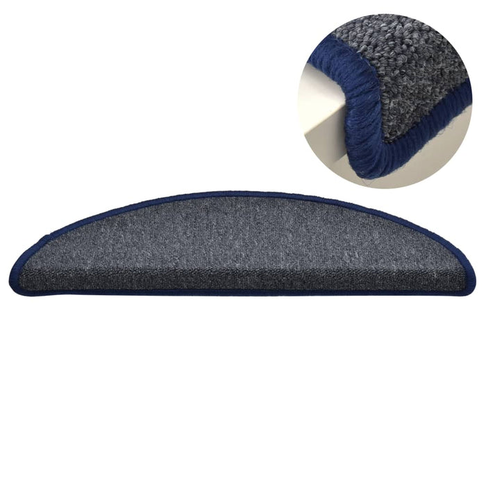 Covorașe pentru scări, 15 buc., 56x17x3 cm, gri închis și albastru, semirotunde - WALTI WALTI