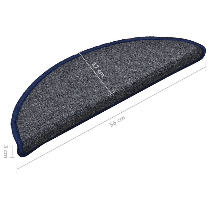 Covorașe pentru scări, 15 buc., 56x17x3 cm, gri închis și albastru, semirotunde - WALTI WALTI