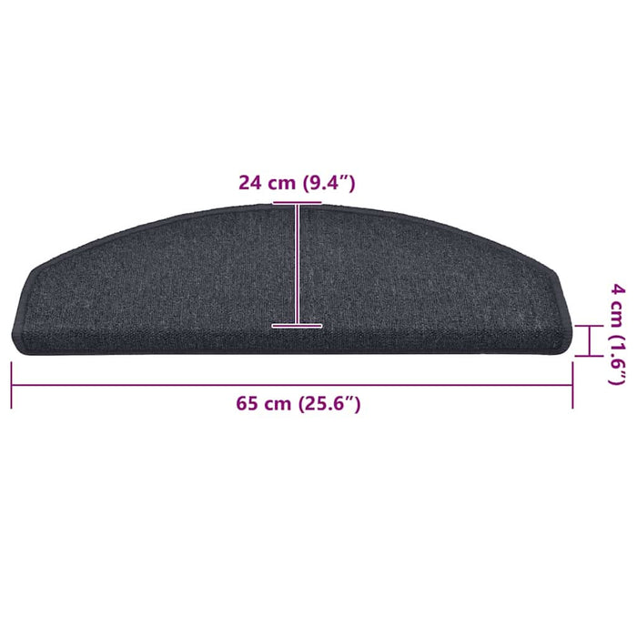 Covorașe pentru scări, 15 buc., 65x24x4 cm, gri închis și albastru, semirotunde, mari - WALTI WALTI