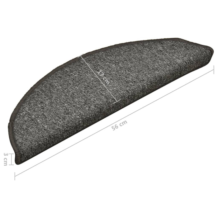 Covorașe pentru scări, 15 buc., 56x17x3 cm, gri închis, semirotunde - WALTI WALTI