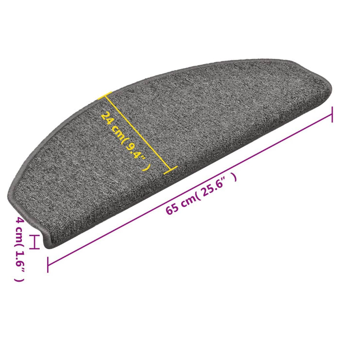 Covorașe pentru scări, 15 buc., 65x24x4 cm, gri închis, semirotunde, mari - WALTI WALTI