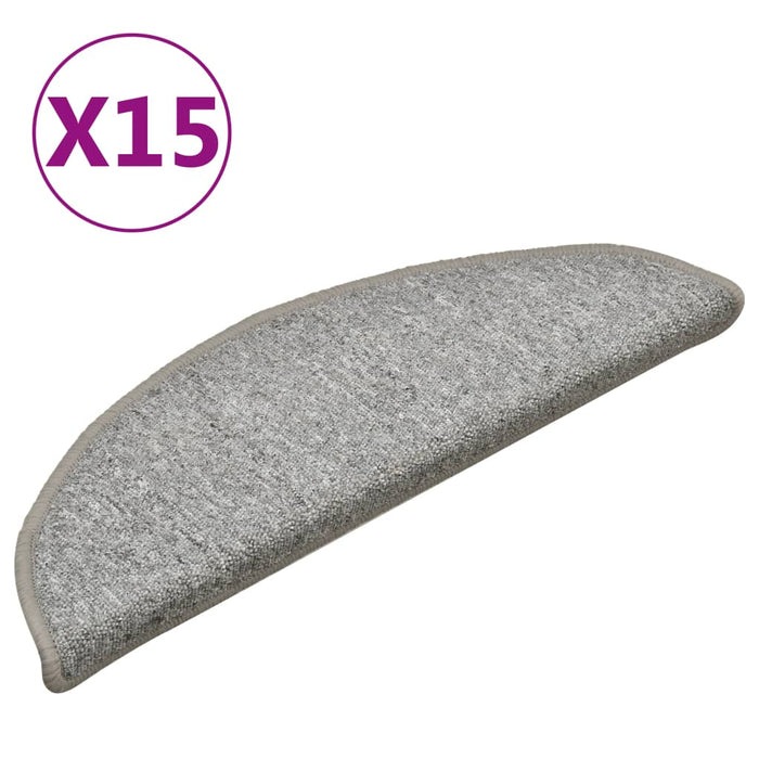Covorașe pentru scări, 15 buc., 56x17x3 cm, gri deschis, semirotunde - WALTI WALTI