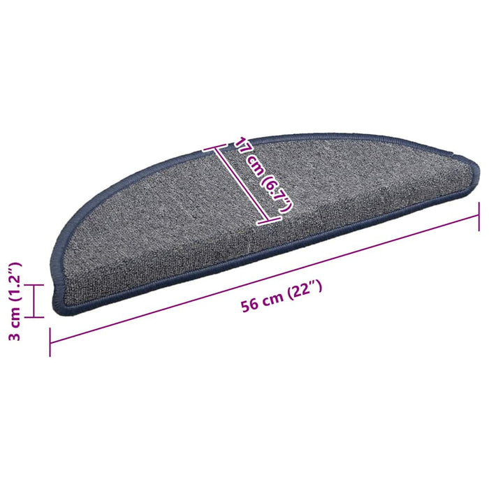 Covorașe pentru scări, 15 buc., 56x17x3 cm, gri deschis și albastru, semirotunde - WALTI WALTI