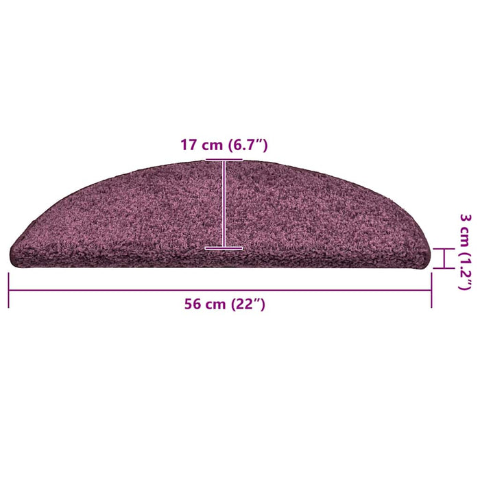 Covorașe pentru scări, 15 buc., 56x17x3 cm, violet închis, semirotunde - WALTI WALTI