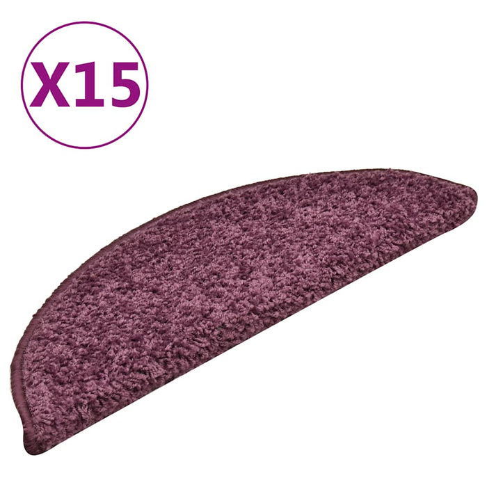 Covorașe pentru scări, 15 buc., 56x17x3 cm, violet închis, semirotunde - WALTI WALTI