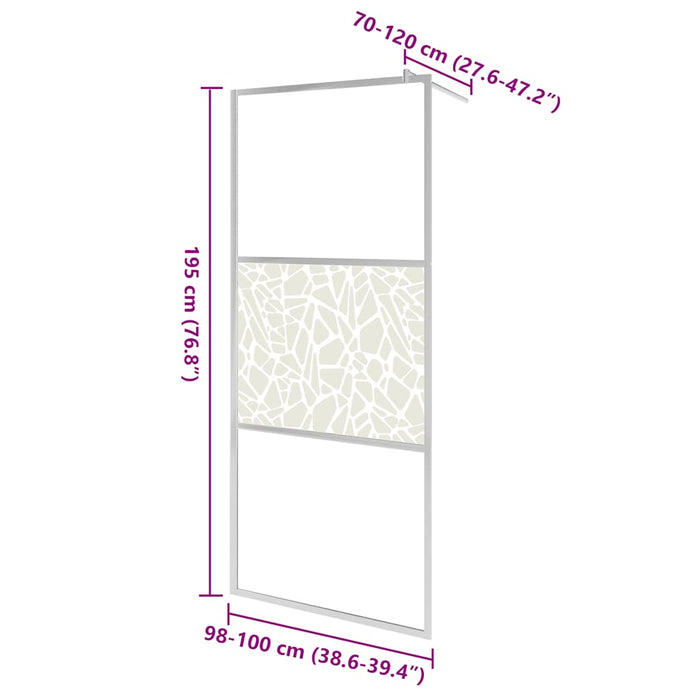Paravan de duș walk-in, 100 x 195 cm, sticlă ESG, model piatră - WALTI WALTI