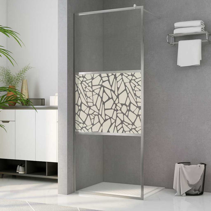 Paravan de duș walk-in, 140 x 195 cm, sticlă ESG, model piatră WALTI