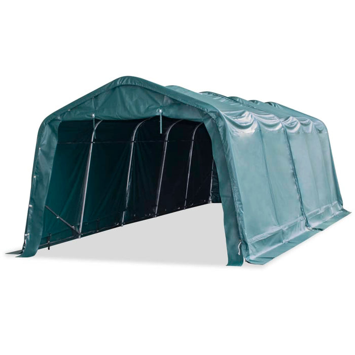 Cort de animale detașabil verde închis 3,3x8 m PVC 550g/m² - WALTI WALTI