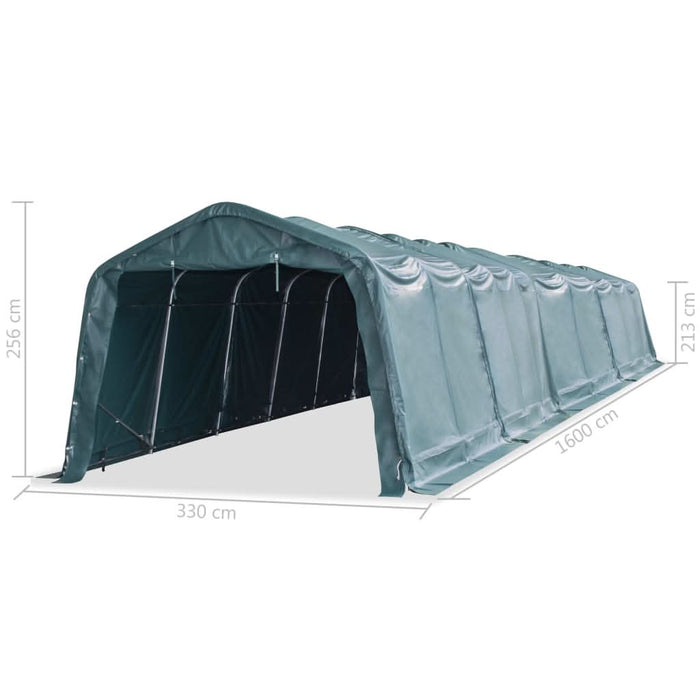 Cort mobil pentru animale verde închis 3,3x16 m PVC 550 g/m² - WALTI WALTI