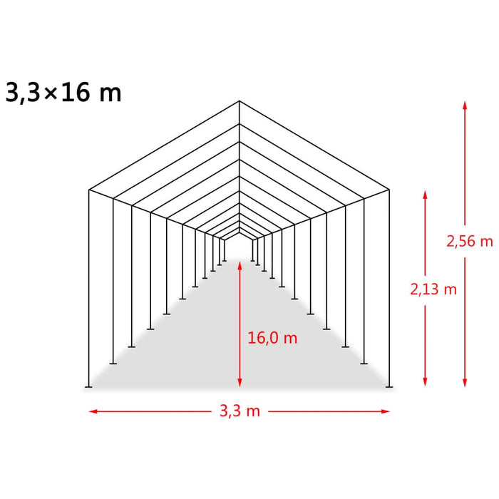 Cort mobil pentru animale verde închis 3,3x16 m PVC 550 g/m² - WALTI WALTI