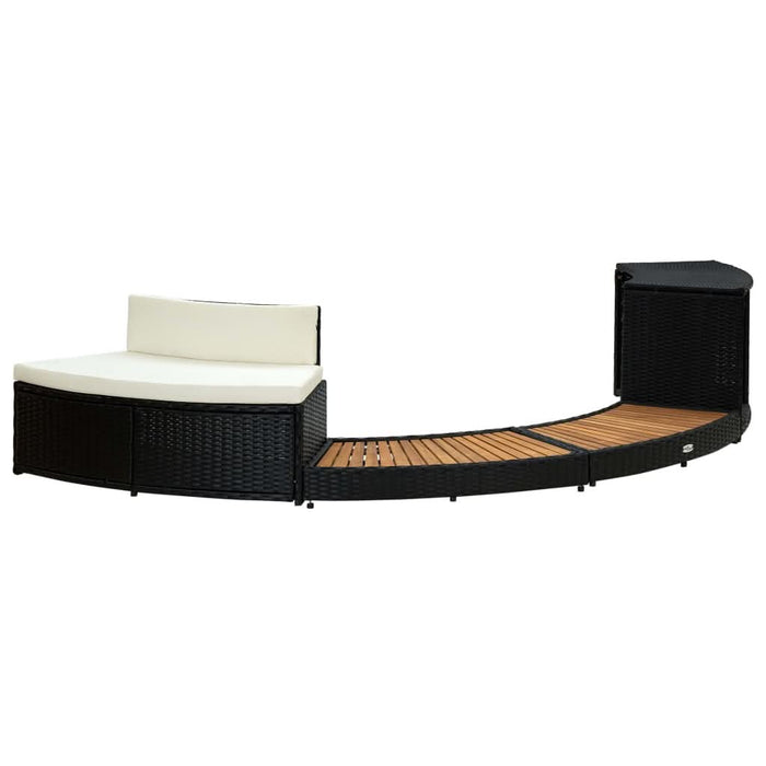 Mobilier de împrejmuire spa, negru, poliratan și lemn de acacia - WALTI WALTI