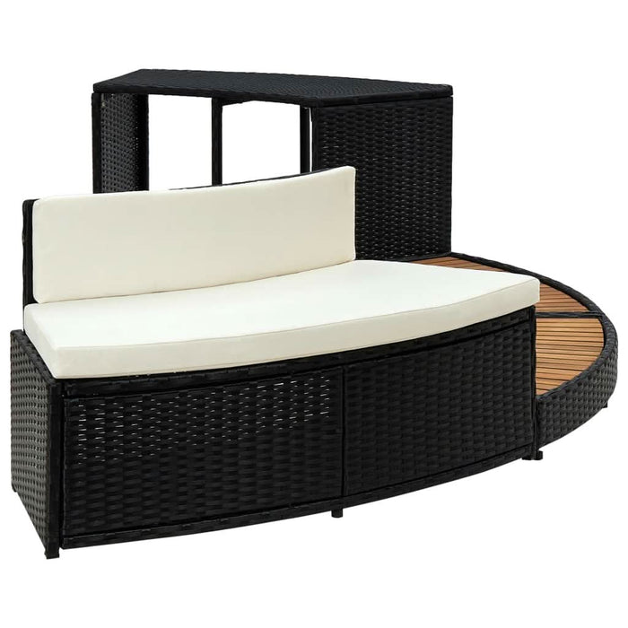 Mobilier de împrejmuire spa, negru, poliratan și lemn de acacia - WALTI WALTI