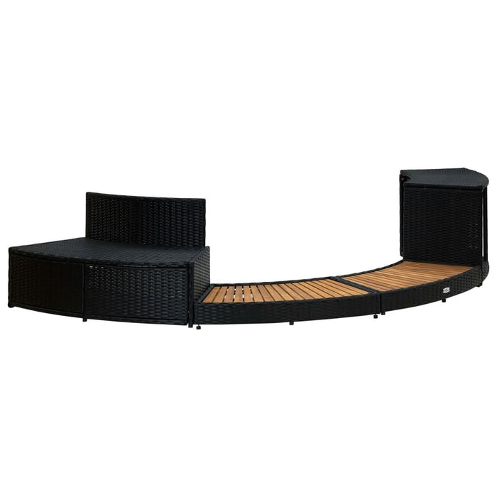 Mobilier de împrejmuire spa, negru, poliratan și lemn de acacia - WALTI WALTI